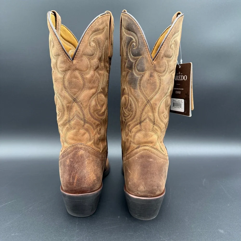 Laredo 51112 Womens 10 M Tan Distressed Leather Western Cowboy Boots